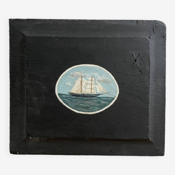 Maritime landscape, oil on thick wooden panel