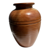 Large brown artisanal ceramic vase