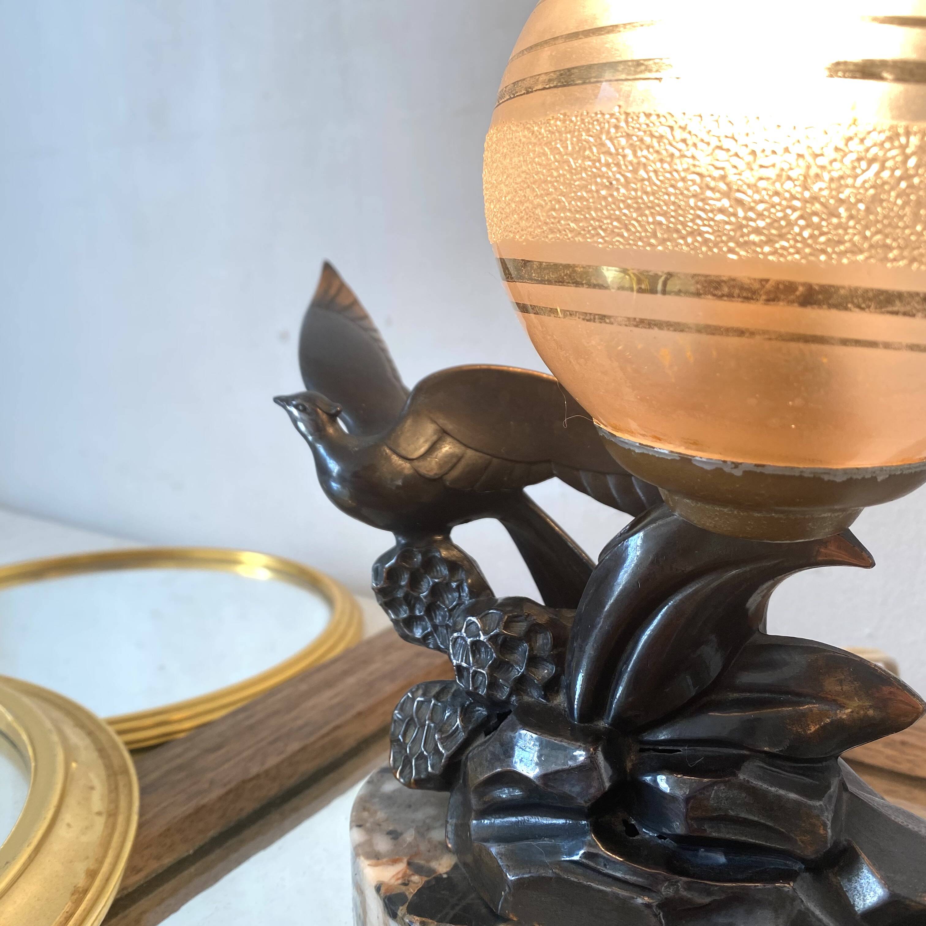 Limousin art deco night light with seagull decoration