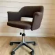 Vintage Mid-Century brown office chair with wheels from the 1970s.