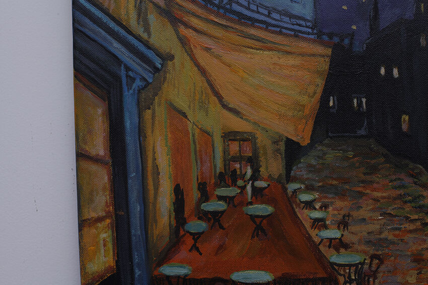 Oil on canvas painting - night town