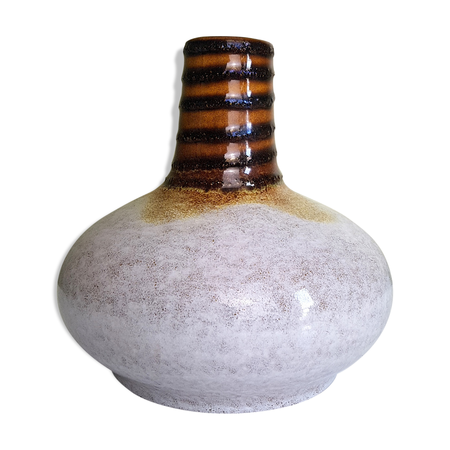 Col Brown vase ceramic spiral pattern German Fat Lava Era