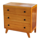 Vintage chest of drawers from the 50s in blond and gold beech 3 drawers feet compass