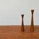 Vintage Danish teak candle holders, set of 2.