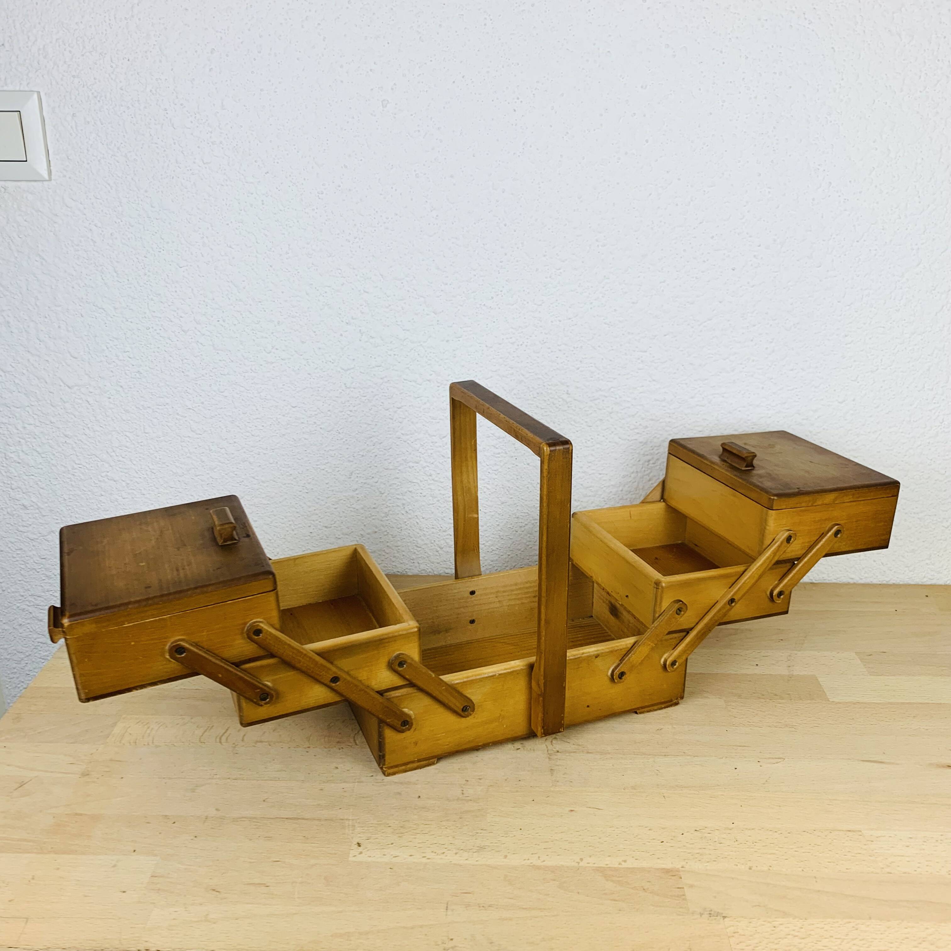 60s wood worker, sewing box