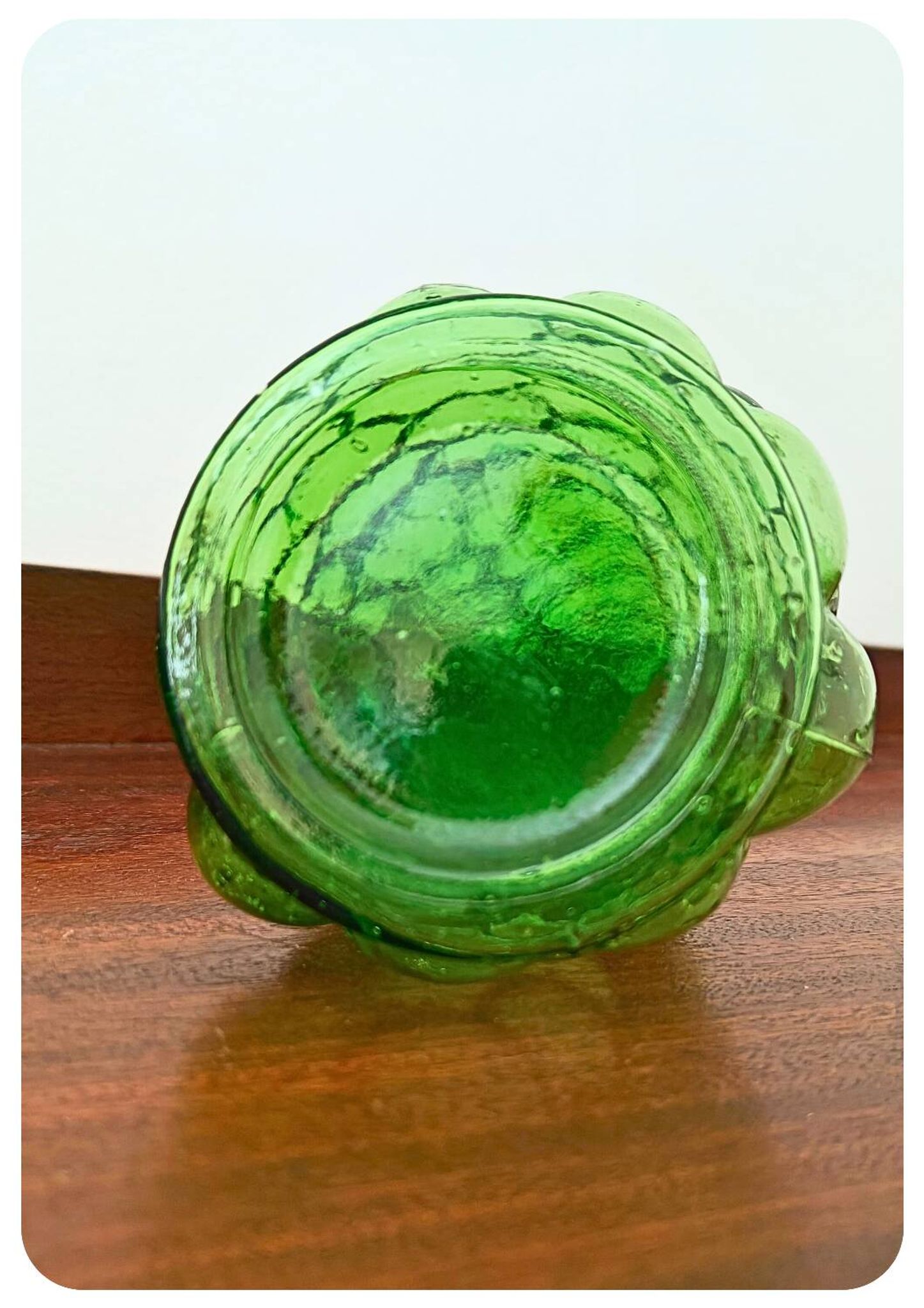 Bouteille/carafe Genie en verre à bulles vert Empoli vintage