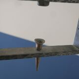 Brutalist wrought iron and copper 2-arm chandelier, 1960s