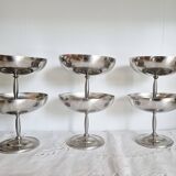 Set of 6 vintage footed ice cream bowls, made of 18/10 stainless steel.