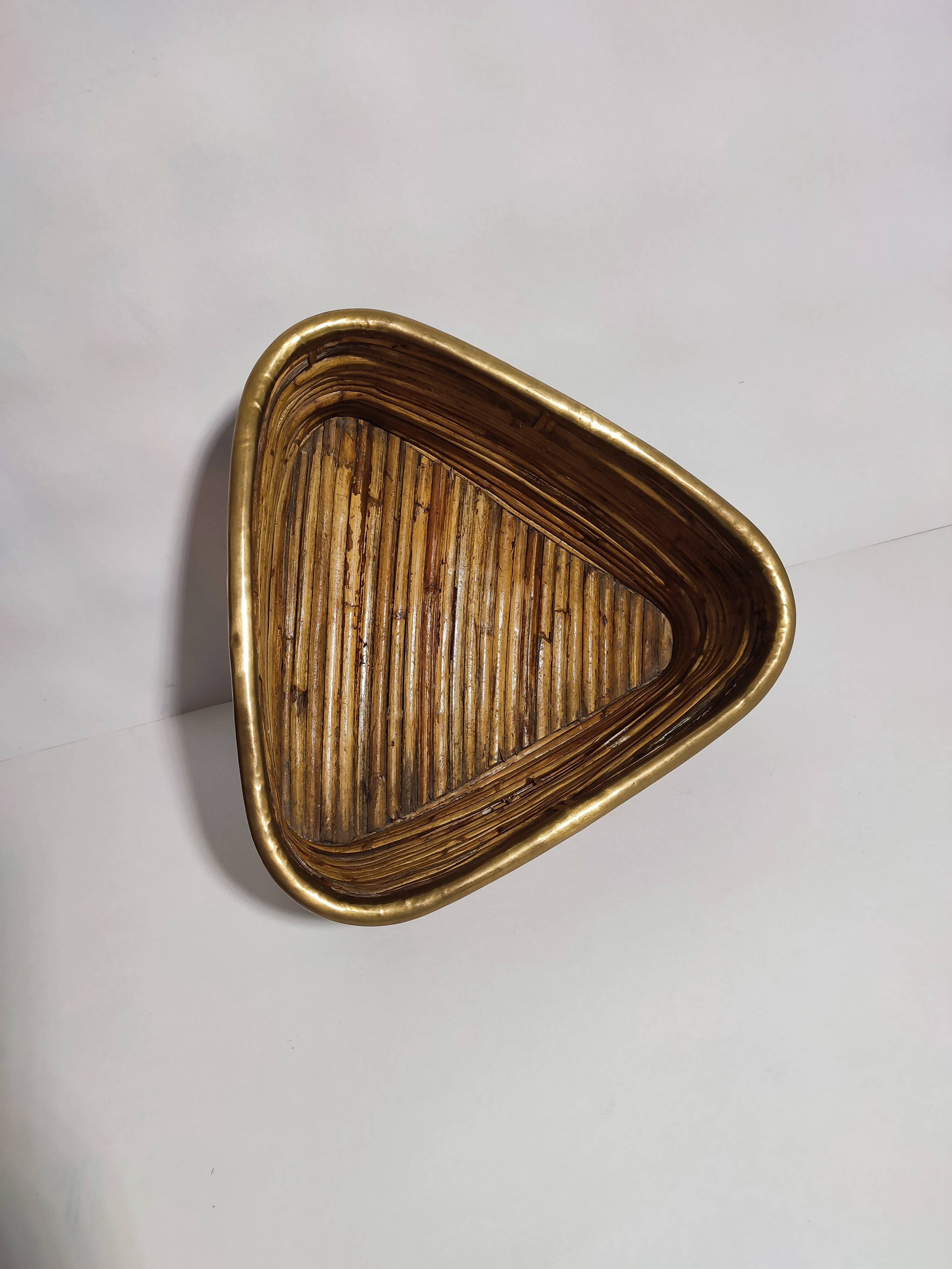 Rattan Brass Basket 1970