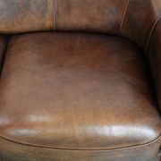 Characterful vintage sturdy 2-seater club sofa made of sheepskin leather