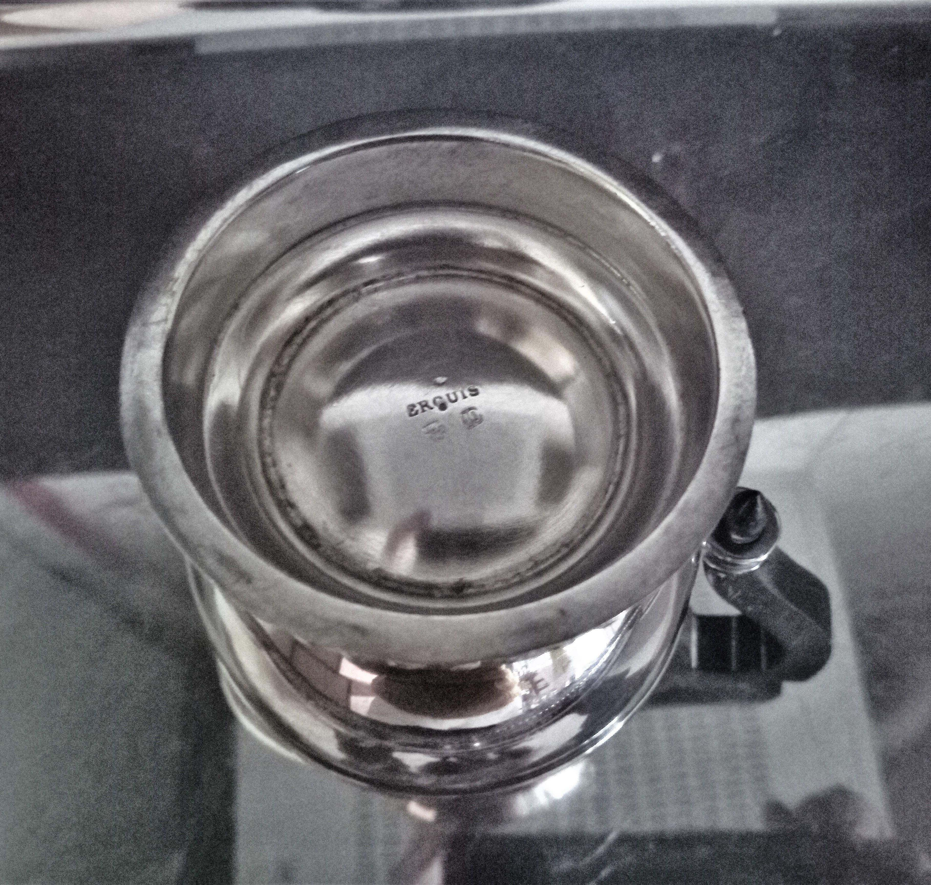 Tea and coffee set on tray, in silver metal Ercuis Goldsmith