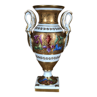 Vase porcelaine de Limoges doré et coloré à la main - Le Tallec - Paris