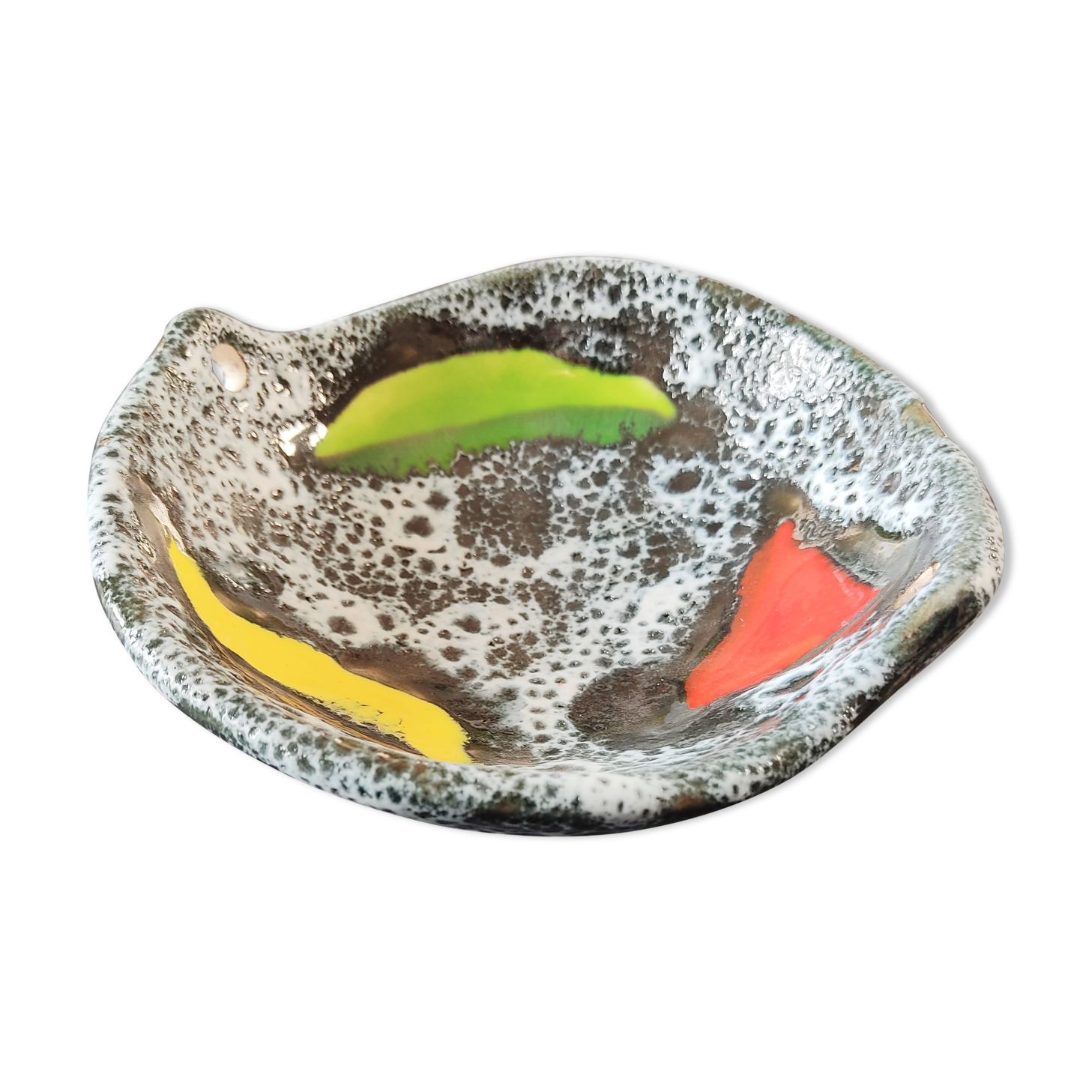 Empty black and white pocket with colored enamels