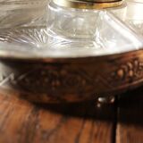 Aperitif tray golden metal brass glass compartments