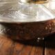 Plateau apéritif métal doré laiton compartiments en verre