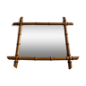 Miroir en bois tourné à l'imitation du bambou, mid-century, 54 cm x 67 cm
