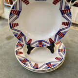 Set of 4 deep plates from Moulin des Loups, vintage.