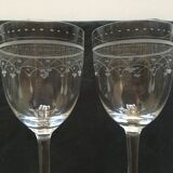 Set of 4 glasses of crystal 18th engraved decoration