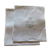 Lot de 2 anciennes serviettes de table brodées main