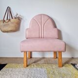 Vintage fan-back armchair – Art Deco style – Powder pink