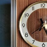 Vintage formica clock rectangular silent wall clock "Hermle gilded wood"