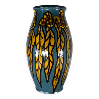 Vase Art déco en céramique signé Emile Simonod SISPA, France 1930