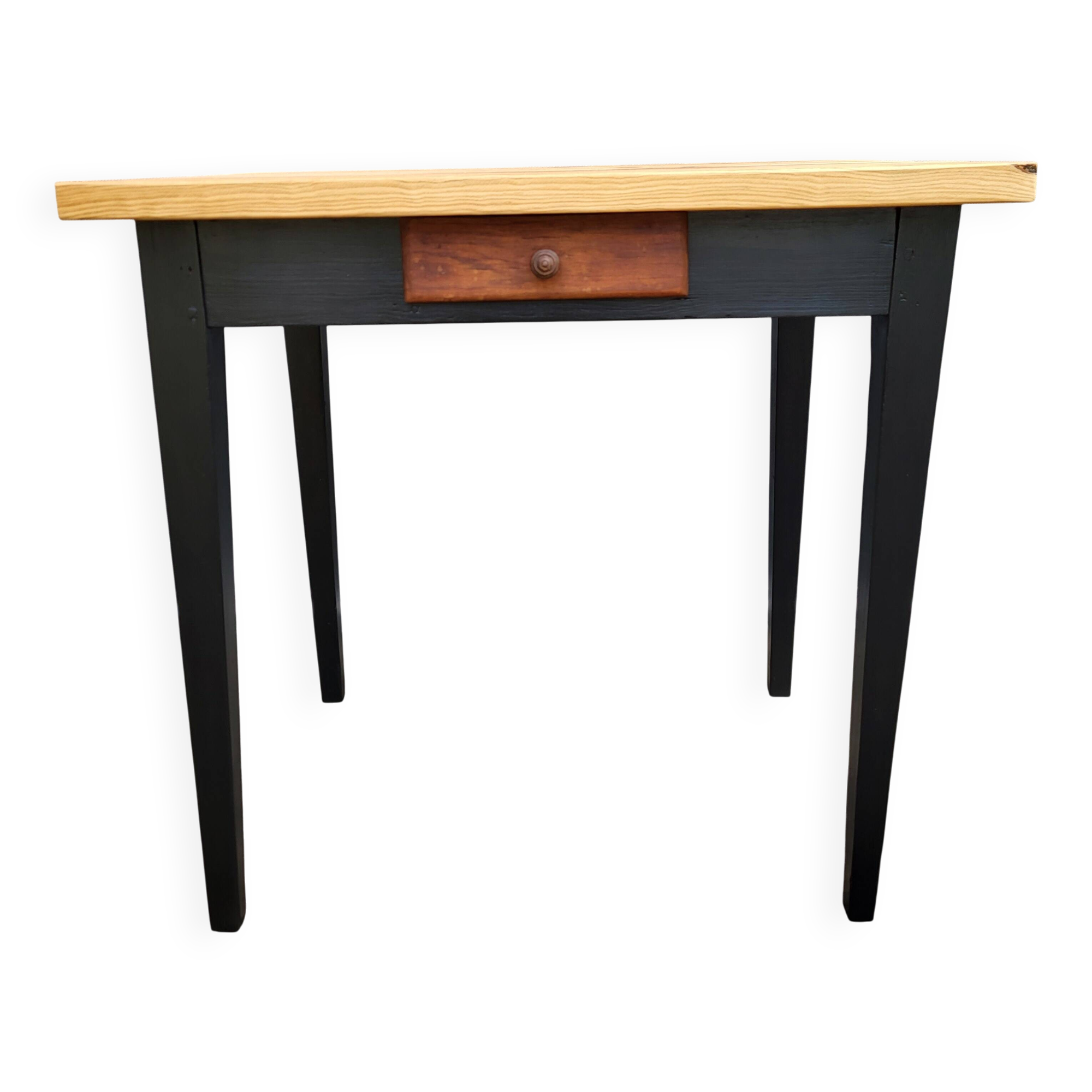 Petit bureau table d'appoint bicolore miel et noir