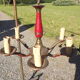 Lustre de Style Empire Tole rouge et laiton
