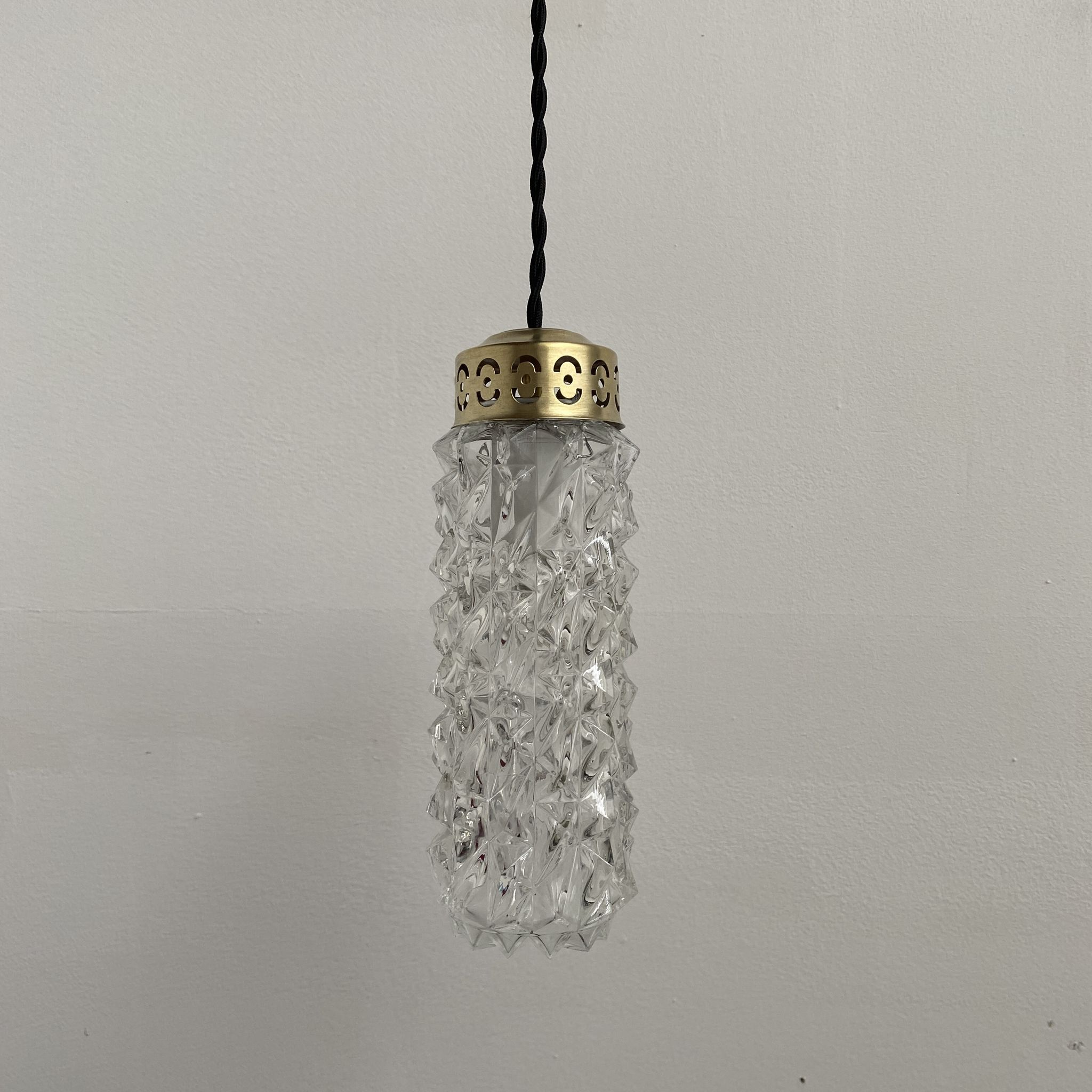 Lot 3 old vintage molded glass pendant lamps