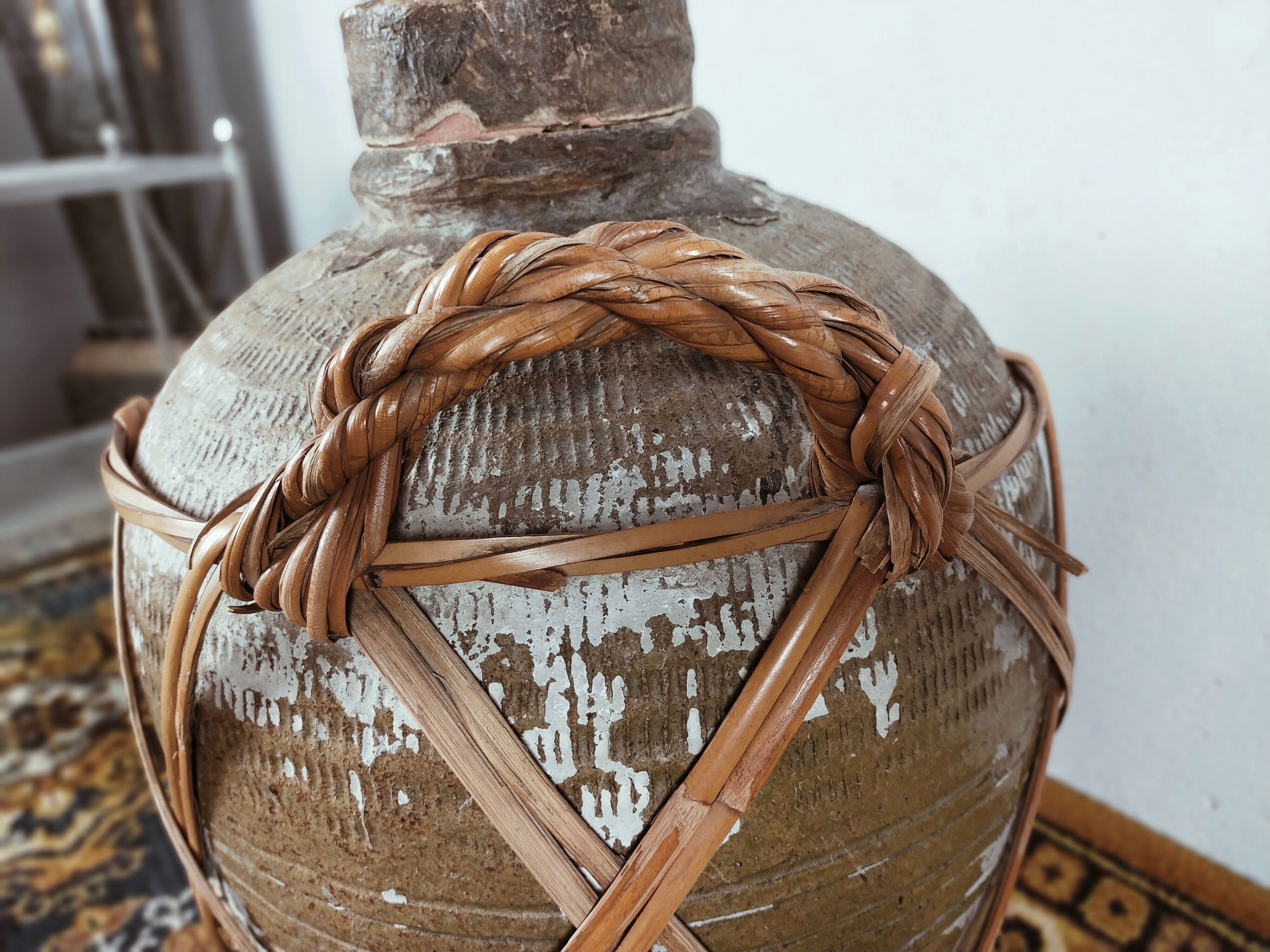 19th century terracotta and rattan jar