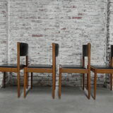 4 vintage chairs upholstered with skai