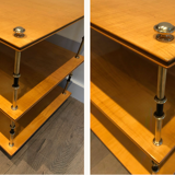 Three-level console in sycamore and brass Maison Jansen