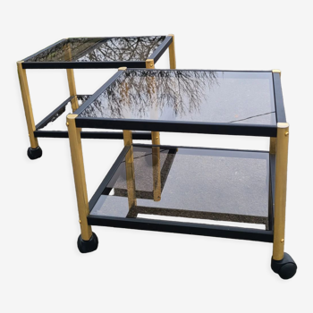 Coffee table golden black and Erard smoked glass