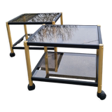 Coffee table golden black and Erard smoked glass