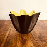 Vase mouchoir signé Elchinger .1950s noir et jaune .