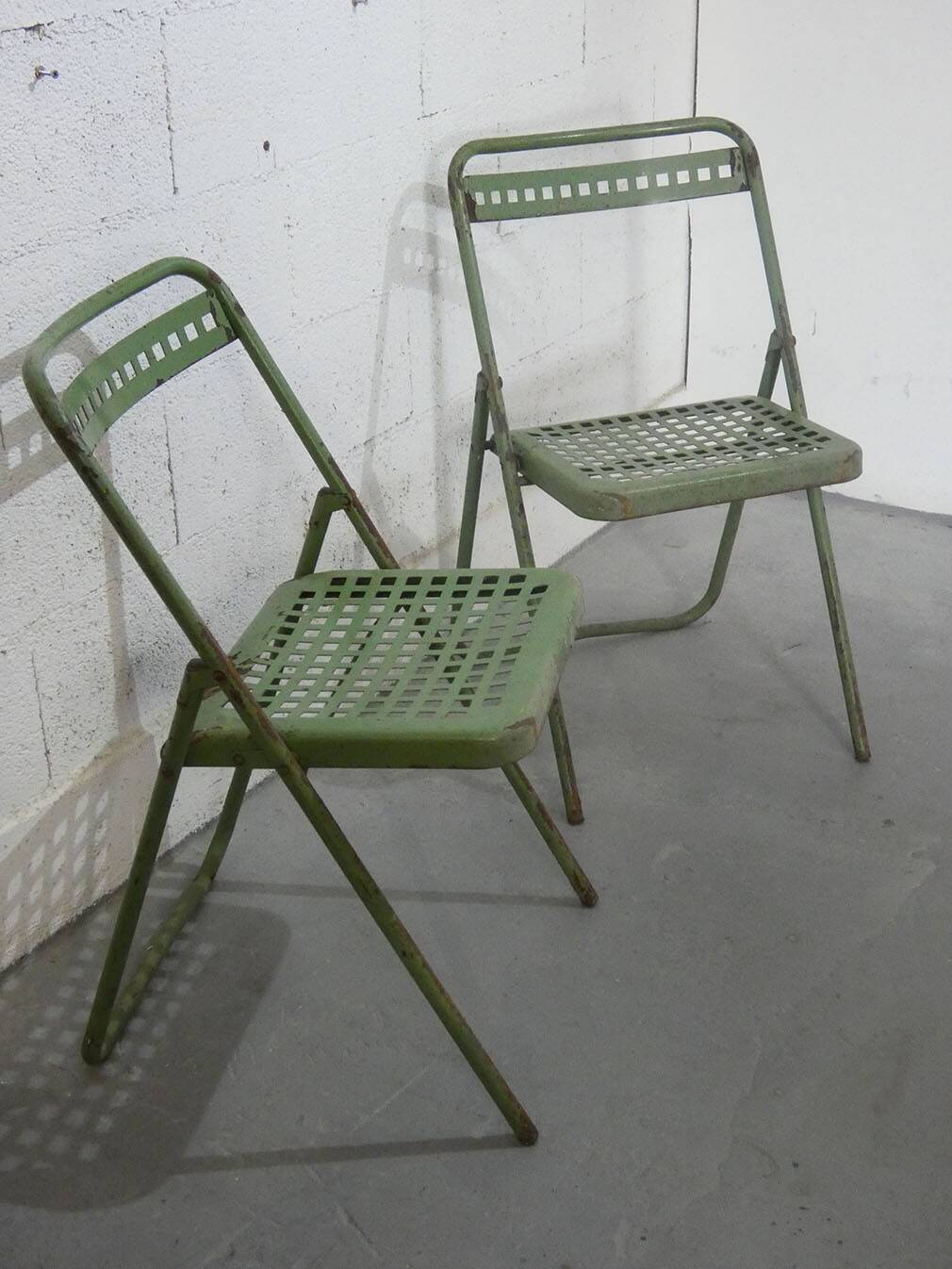 Pair of vintage metal folding chairs, 1960s