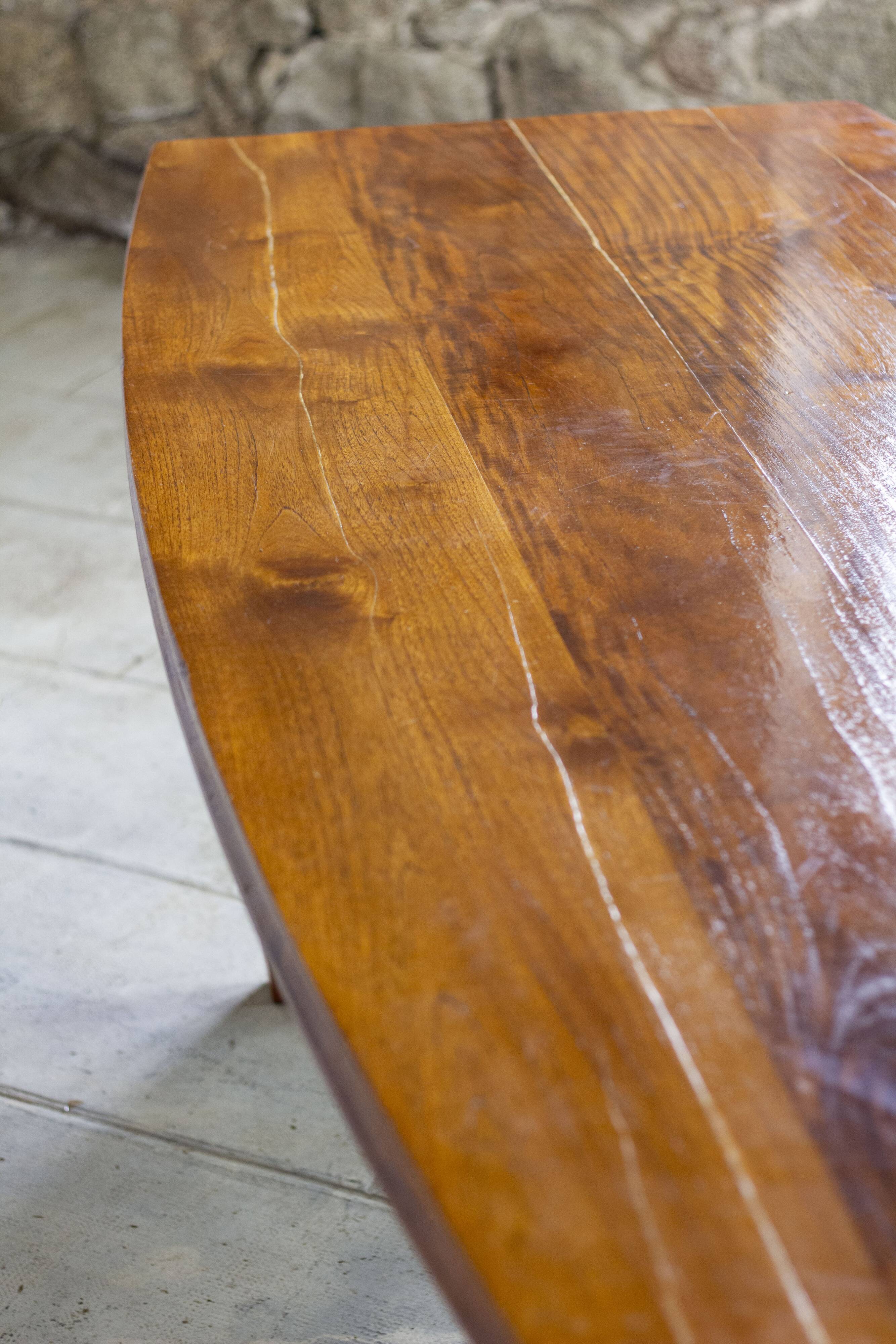 Large table in solid elm, 1970.