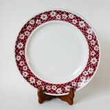 Large round dish saint amand outlines burgundy flowers 1950