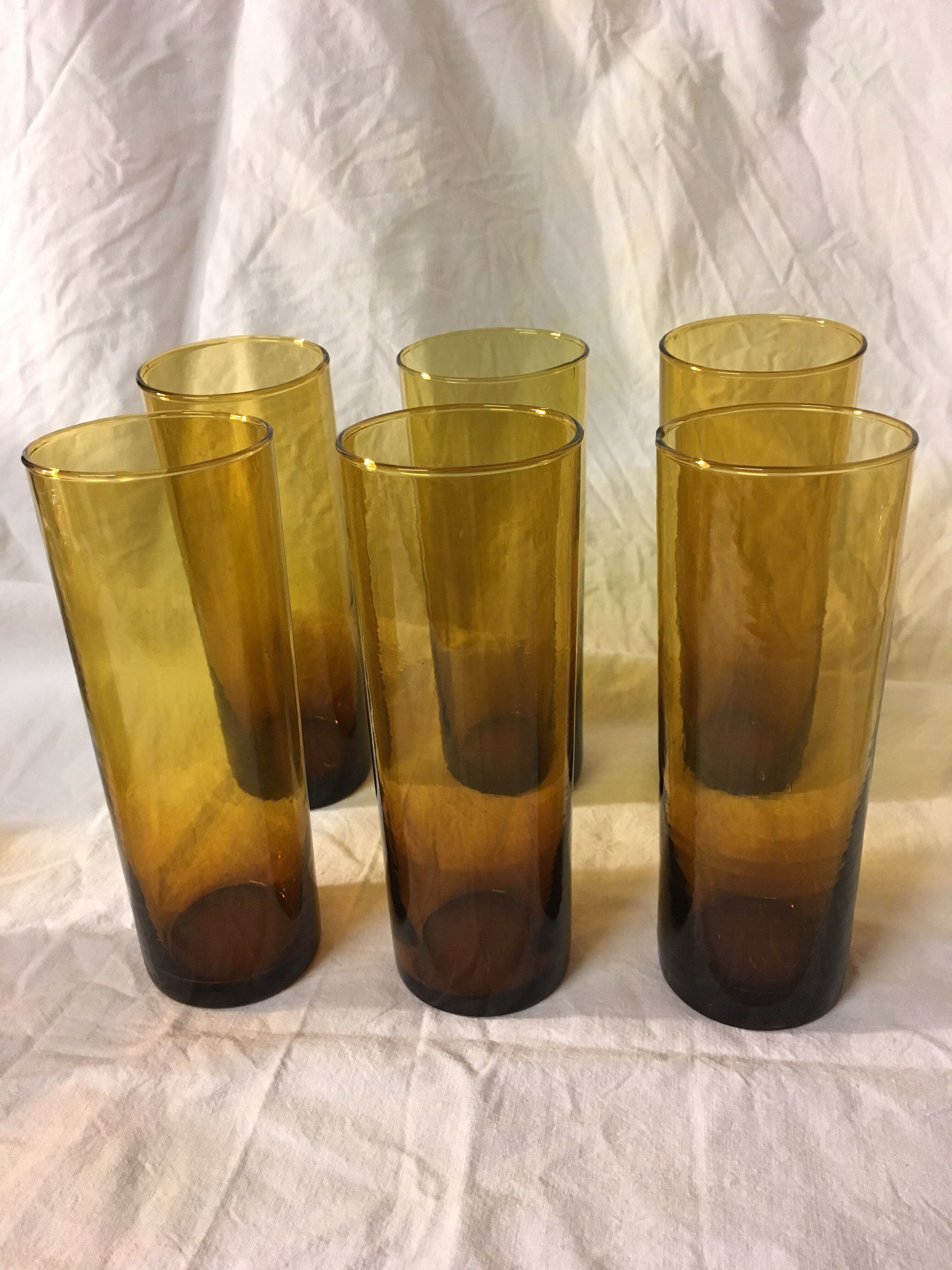 Lot of amber glasses