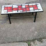 Vintage coffee table metal and lava stone