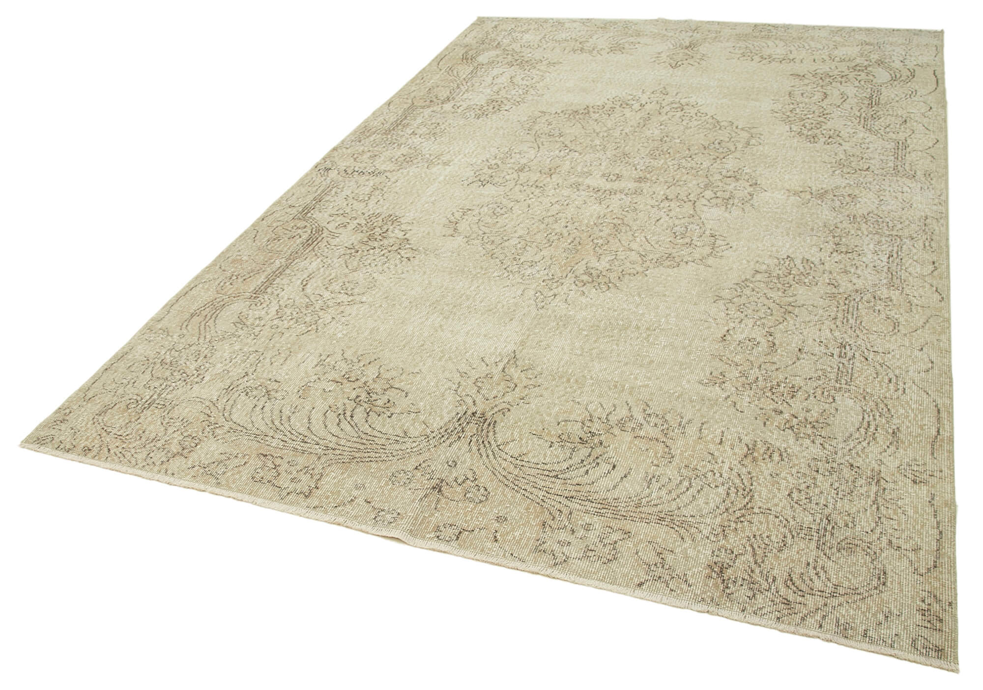 Hand-knotted rustic turkish beige rug 198 cm x 307 cm