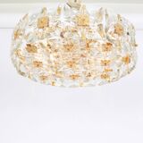 Golden brass and crystal chandelier, Sciolari design by Palwa, Germany, 1970s.