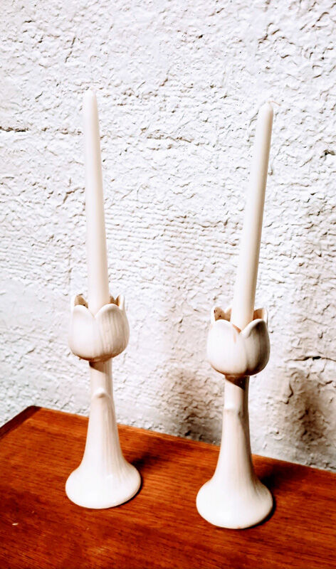 Pair of tulip candlesticks