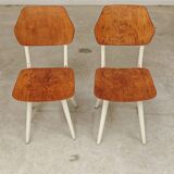 Pair of chairs ex Czechoslovakia TON Thonet White and waxed wood