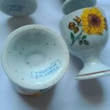 Stoneware egg cups screen printed with sunflowers