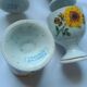 Stoneware egg cups screen printed with sunflowers