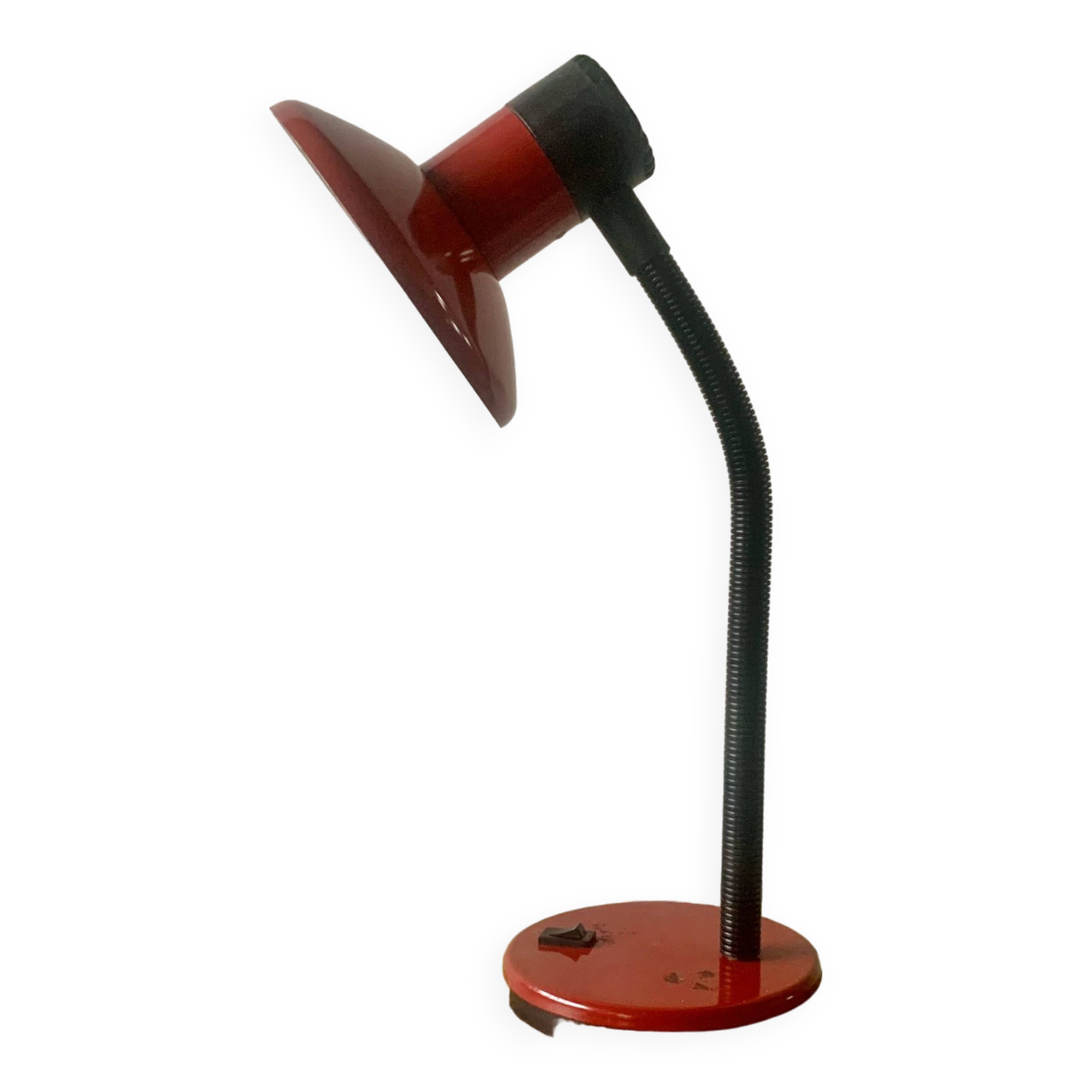 Vintage red and black metal desk lamp
