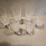 Six crystal champagne flutes