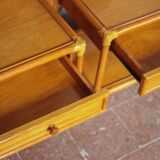Paire de table rotin Maugrion pour Roche Bobois, table de chevet rotin
