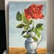Oil on canvas painting flower signed vintage